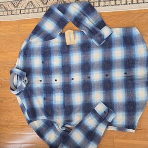 THEREABOUTS BRAND BOYS HUSKY BLUE PLAID FRONT BUTTON FLANNEL SHIRT SIZE XXL 22H
